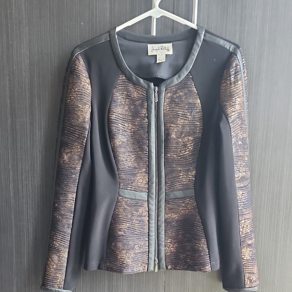 Joseph Ribkoff Black and Brown Blazer with Tailored Fit
